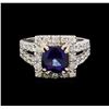 Image 2 : 14KT White Gold 3.08 ctw Sapphire and Diamond Ring