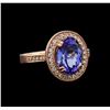 14KT Rose Gold 3.37 ctw Tanzanite and Diamond Ring