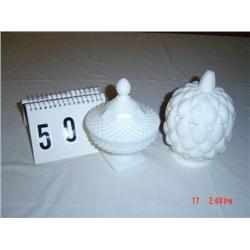 (2) MILKGLASS COVERD DISHES