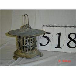 HANGING METAL LANTERN WITH BIRD