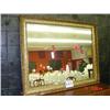 Image 1 : LARGE GOLD DECORATED FRAMED MIRROR(SOME DAMAGE TO THE SCROLL/DETAIL OF THE FRAME)