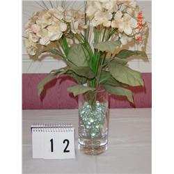 FLOWER ARRANGMENT IN GLASS FOOTED VASE