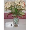 Image 1 : FLOWER ARRANGMENT IN GLASS FOOTED VASE