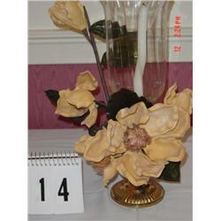 HURRICANE CANDLE HOLDER W/ MAGNOLIAS