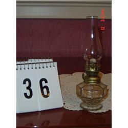 OIL LAMP - 8" TALL MINIATURE CLEAR SECTIONED BASE, clear chimney