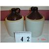 Image 1 : (2) 12" CROCK JUGS - WHITE BASES, BROWN TOPS