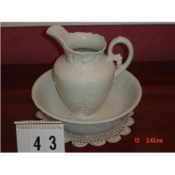 IRONSTONE HANLEY BOWL AND LaBELLE CHINA PITCHER