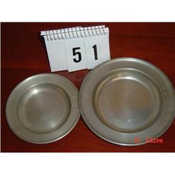 (2) PEWTER PLATES