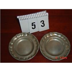 PEWTER PLATES - 6" diameter - Denmark - SCALLOPED INSET DETAILS