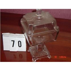 PRESSED GLASS PRESERVE STAND - SQUARED