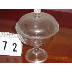 PRESSED GLASS PRESERVE STAND - BEADED EDGE