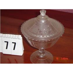 PRESSED GLASS PRESERVE STAND - PATTERNED?