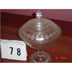 PRESSED GLASS PRESERVE STAND - DIAMOND PATTERNS