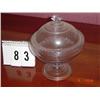 Image 1 : PRESSED GLASS PRESERVE STAND - PATTERNED EDGE AND FLUTED FINIAL