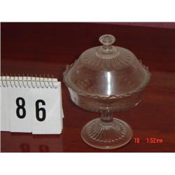 PRESSED GLASS PRESERVE STAND - JAGGED UPRIGHT EDGE