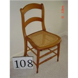 WALNUT CANE BOTTOM CHAIR - 31" high x 17" wide at seat