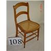 Image 1 : WALNUT CANE BOTTOM CHAIR - 31" high x 17" wide at seat