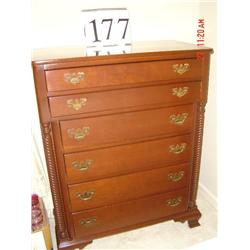 WILLETT 6 DRAWER CHERRY CHEST ON CHEST - 48" HIGH X 38" WIDE X 21" DEEP