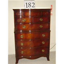 DREXEL FEDERAL SERPENTINE CHEST ON CHEST - 54" X 37" X 19"