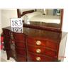 Image 1 : DREXEL FEDERAL SERPENTINE DOUBLE DRESSER (54 1/2" X 34 1/2" X 19") WITH BEAD TRIM MIRROR (44 1/2" X 