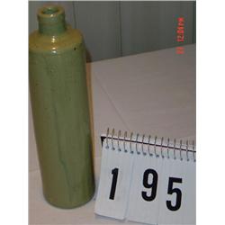 CYLINDRICAL GREEN GLAZED CROCK - 12" - MARKED 0.75
