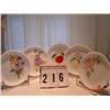 Image 1 : 5 MILK GLASS DESSERT PLATES W/ FLORALS AND BEADED EDGES - UNMARKED
