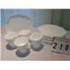 Image 1 : 8 MILK GLASS PUNCH PLATES WITH MATCHING CUPS