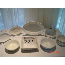 J. & G. MEAKIN HANLEY (ENGLAND) IRONSTONE CHINA - 10 SERVING PIECES - 2 SQUARE BOWLS, 4 VARIOUS BOWL