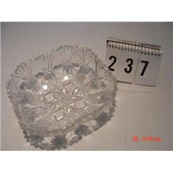 SQUARE CLEAR PRESSED GLASS DISH - JAGGED EDGES - NICE CONDITION