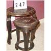 Image 1 : ASIAN INSPIRED NESTING TABLES WITH FLOWER AND LEAF MOTIF - 14" X 17"