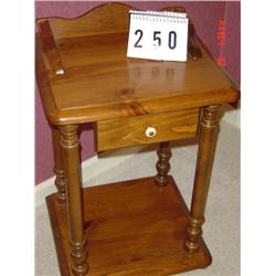 PINE END TABLE WITH BOTTOM SHELF AND 1 TOP DRAWER