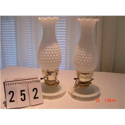 (2) WHITE HOBNAIL DRESSER LAMPS