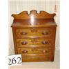 Image 1 : WALNUT 3 DRAWER WASHSTAND WITH FLORAL CARVED PULLS AND CUT BACKSPLASH