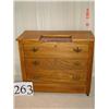Image 1 : WALNUT 3 DRAWER CHEST WITH FEDERAL PULLS WITH BROWN MARBLE INSERT, BRASS KEYHOLES, CARVED BEADING TH