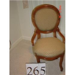 VICTORIAN WALNUT LADIES CHAIR - UPHOLSTERED IN BEIGE
