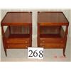 Image 1 : WILLETT CHERRY 2 DRAWER, 2 TIERED END TABLES ON CASTERS