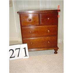 CASSADY CHERRY 4 DRAWER SMALL CHEST ON KNOB FEET - 21" WIDE X 25" TALL