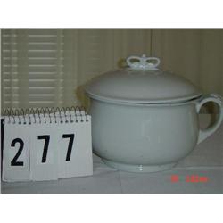 ROYAL IRONSTONE A. MEAKIN (ENGLAND) CHAMBER POT WITH LID AND SIDE HANDLE - LID HANDLE MADE OF CROWN 