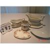 Image 1 : (5) ASSORTED PIECES - LARGE IRONSTONE GRAVY BOAT AND SAUCER, OTHER GRAVY BOAT AND SAUCER, IRONSTONE 