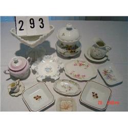 (12) ASSORTED CHINA AND IRONSTONE PIECES, INCLUDING (2) TEA LEAF SQUARE DISHES
