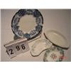 Image 1 : ALLERTON CHINA PLATE W/ BLUE EDGING/DESIGN (CHIP ON SIDE), IRONSTONE OVAL DISH, FISHBONE PLATE AND K
