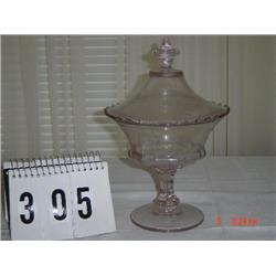 COMPOTE - fluted edge, finial top on lid