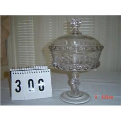 COMPOTE - beaded trim, rounded lid with finial