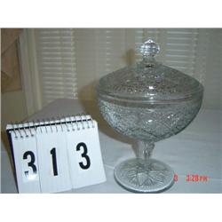 COMPOTE - pressed design with deep bowl, glass finial