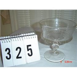 COMPOTE - bubble stem, swirl design on bottom of bowl and large beading on bottom (no lid)