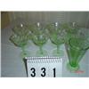 Image 1 : DEPRESSION GLASS - (8) champagne glasses with etched flowers and (1) unmatching ice cream float glas