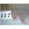 Image 1 : DEPRESSION GLASS - pink panel glass creamer and sugar with etched flower design