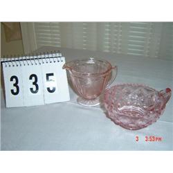DEPRESSION GLASS - pink, unmatching creamer and nappy