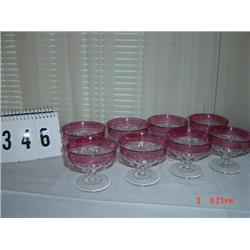 RUBY THUMBPRINT - (8) champagne or sherbet glasses