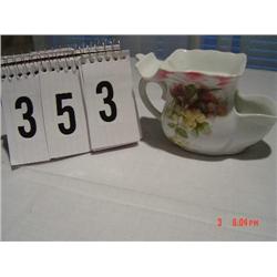 SHAVING MUG - Three Crown porcelain - square top, white with white cherries and blackberries